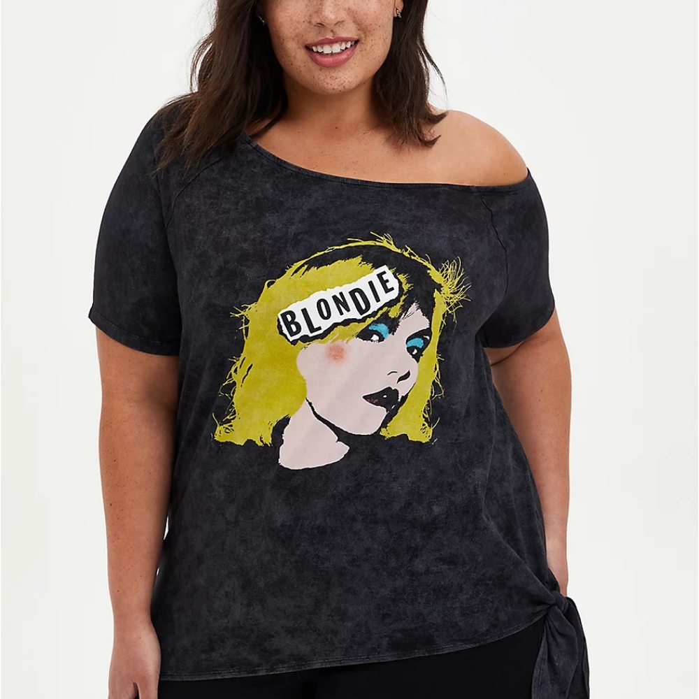 Off Shoulder Hip Tie Blondie Shirt Torrid
